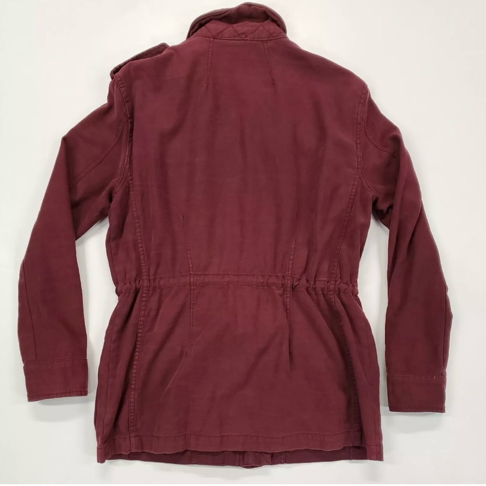 Free People Cargo Utility Jacket 100% Cotton Pockets Burgundy Size XS Oversized - Picture 7 of 7